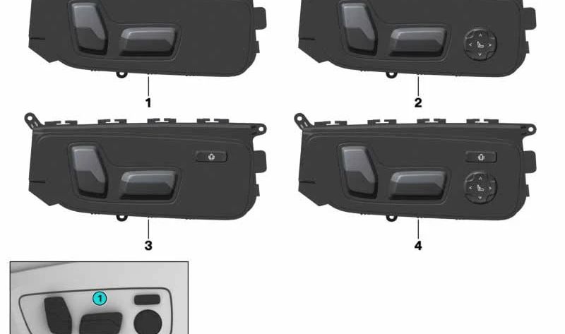 Botón de ajuste del asiento izquierdo OEM 61316826025 para BMW G42, G20, G21, G28, G22, G23, G26, G01, G08, F97, G02, F98. Original BMW