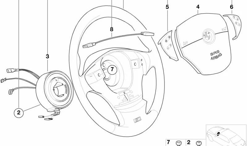 Interruptor Tempomat para BMW Serie 5 E39, Serie 7 E38 (OEM 61312489878). Original BMW