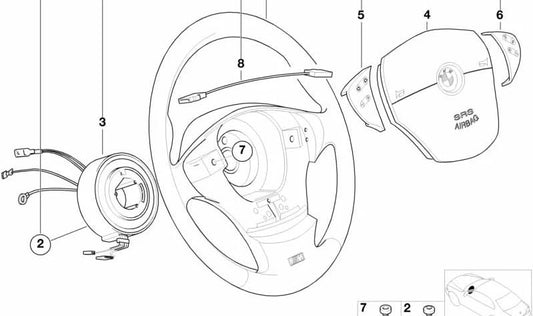 Interruptor Tempomat para BMW Serie 5 E39, Serie 7 E38 (OEM 61312489878). Original BMW