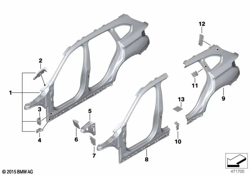 Marco lateral exterior izquierdo para BMW X1 F48, F48N (OEM 41007436135). Original BMW