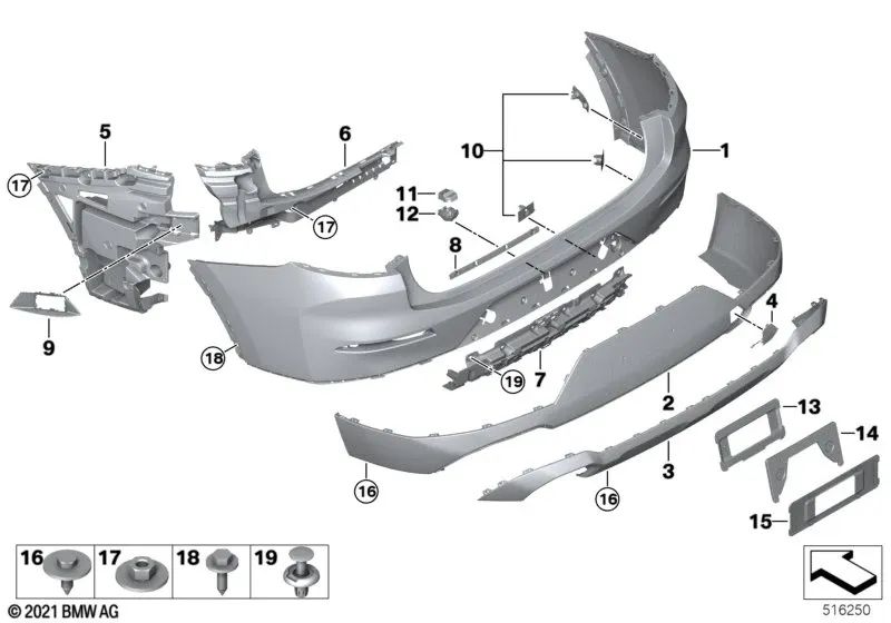 Soporte lateral trasero derecho para BMW X4 G02N (OEM 51129451158). Original BMW