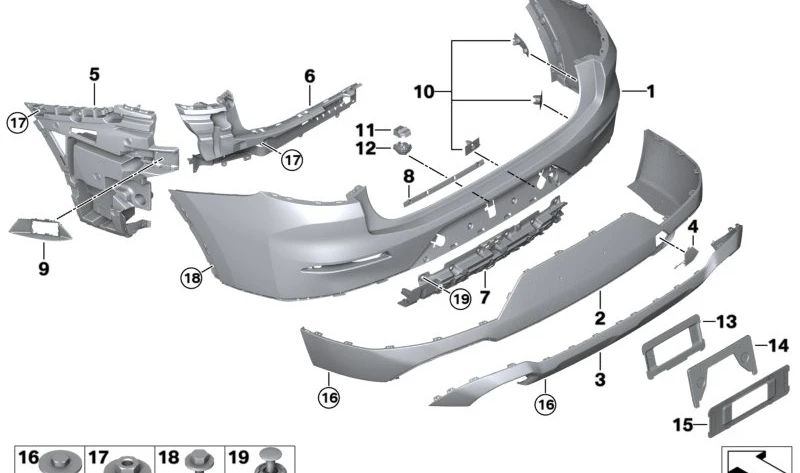 Cubreparachoques trasero superior OEM 51125A40FD5 para BMW G02 (X4). Original BMW.