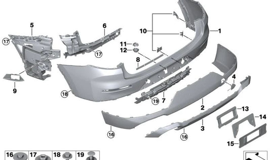 Adaptador soporte trasero para BMW G02N (OEM 51129451182). Original BMW.