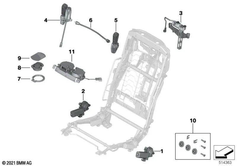 Accionamiento Ajuste del Reposacabezas para BMW Serie 7 G11, G12 (OEM 52107454067). Original BMW.