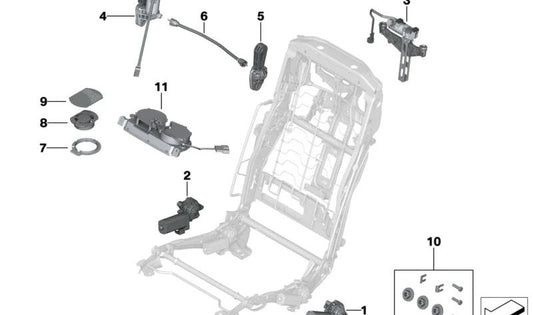 Motor de ajuste longitudinal OEM 52107454063 para BMW G11, G12. BMW original.