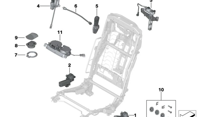 Motor de ajuste de inclinación del respaldo derecho para BMW G11, G12 (OEM 52107454066). Original BMW