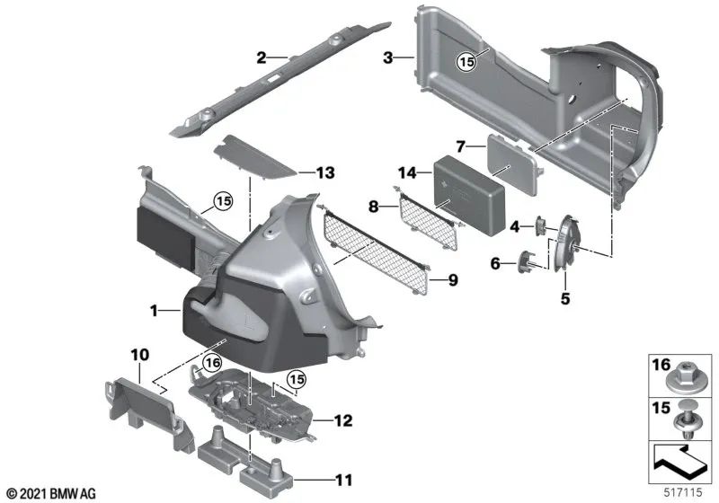 Ablagefachabdeckung für BMW 4er G23, G83 (OEM 51476998225). Original BMW.