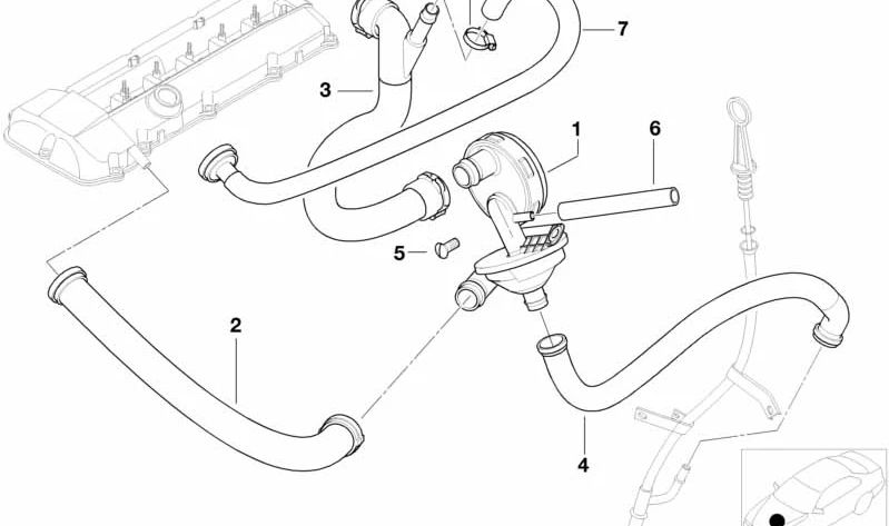 Tubo de ventilación OEM 11157532629 para BMW E36, E46, E39, E60, E61, E65, E66, E83, Z3, E85. Original BMW.