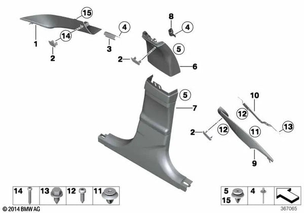 Blende A-Säule izquierda para BMW Serie 6 F06, F13 (OEM 51437272157). Original BMW