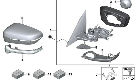 Bottom left housing for BMW 5 Series F90, G30, G31, 6 Series G32, 7 Series G11, G12, 8 Series F91, F92, F93, G14, G15, G16 (OEM 51165A1C7E5). Original BMW.