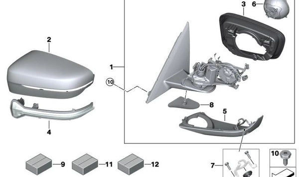 Juego de tapas para espejos laterales para BMW F90, G30, G31, G32 (OEM 51168496289). Original BMW