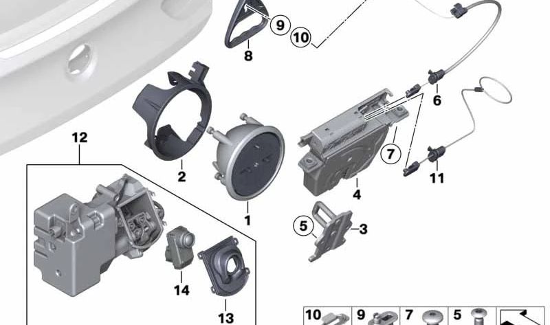 Cierre del portón trasero para BMW Serie 5 F10, F18, Serie 6 F06, F12, F13, Serie 7 F01, F02, F04 (OEM 51247199178). Original BMW