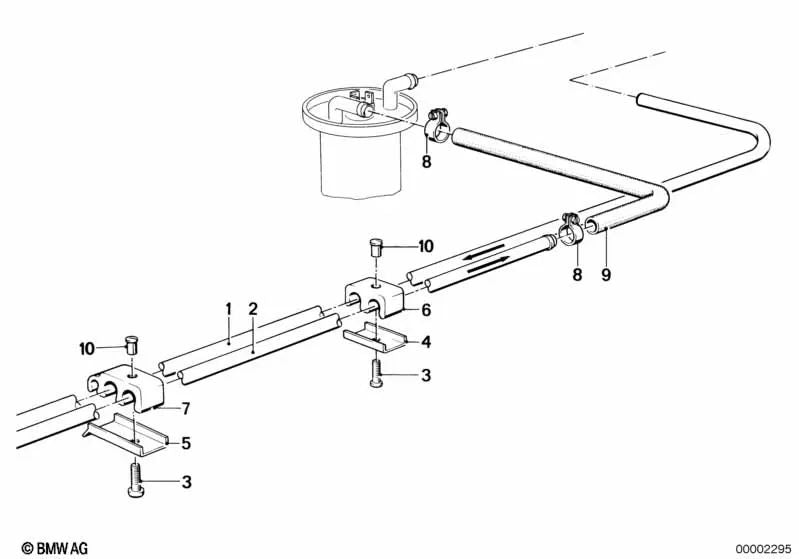 Tubería de avance para BMW Serie 3 E21 (OEM 16121118993). Original BMW.