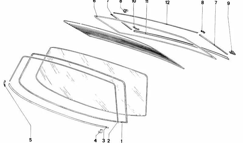 Junta del parabrisas para BMW E12, E28 (OEM 51311822185). Original BMW