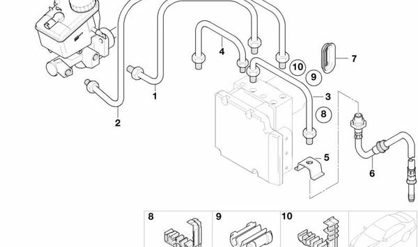 Tubería con manguera de presión para BMW Serie 3 E46 (OEM 34326759219). Original BMW