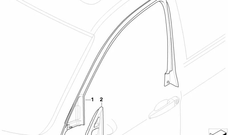 Cubierta del marco de la ventana puerta delantera izquierda para BMW E90, E91 (OEM 51337171201). Original BMW