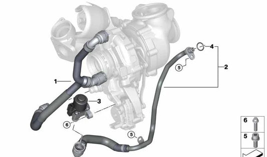 Pipe de pompe de refroidissement OEM 11538473705 pour BMW G05, G06, G07, G14, G15, G16, G20, G21, G29, G30, G31, G38, G42, G80, IX3. BMW d'origine.