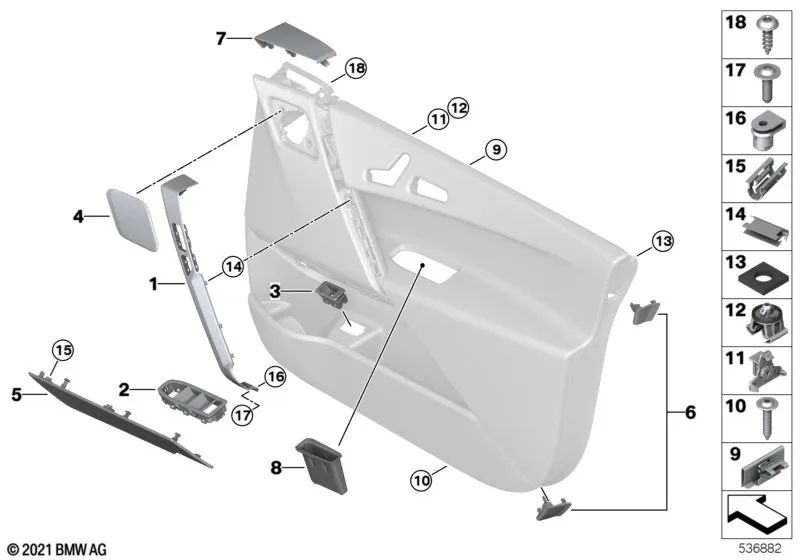 Abrazadera para BMW G22, G23, G82, G83, F07, F06, F12, F13, F91, F92, F93, G14, G15, G16, I12, I20, E70, G29 (OEM 51417022046). Original BMW