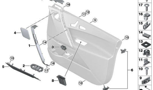 Rejilla para altavoz izquierda para BMW I20 (OEM 51165A01077). Original BMW