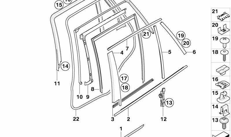 Cubre moldura del riel de guía de ventana derecho para BMW X5 E70 (OEM 51357207840). Original BMW