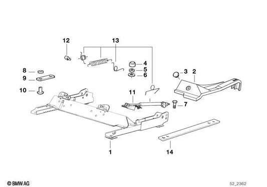 Rechte Sitzführung für BMW Serie 3 E36 (OEM 52108234794). Original BMW