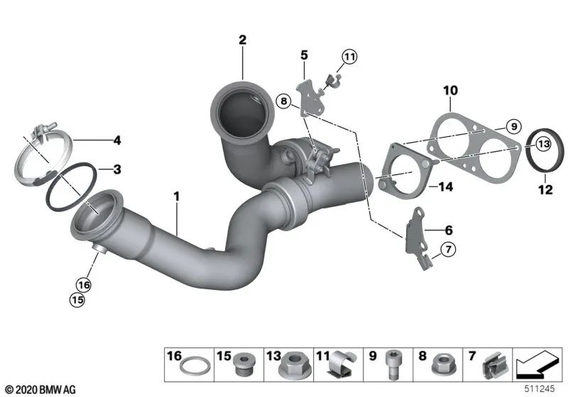 Pendelstütze für BMW F87N Serie 2, F80, F80N Serie 3, F82, F82N, F83, F83N Serie 4 (OEM 18327851223). Original BMW.