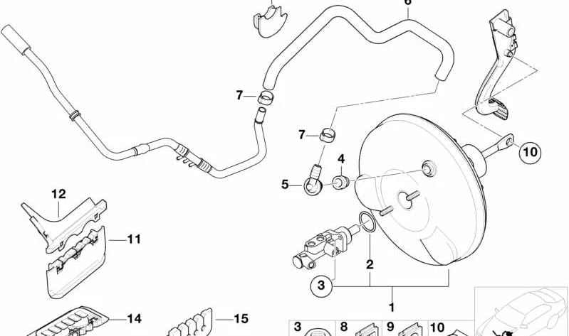 Tubo di legame del sistema freno OEM 3431165018 per BMW E46. BMW originale.