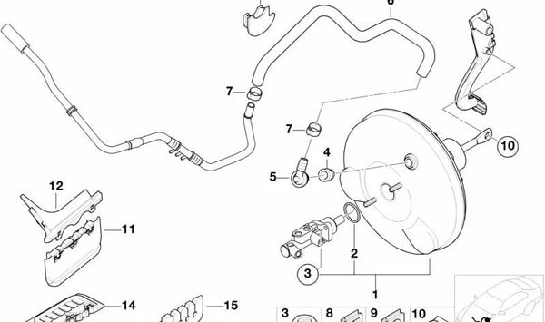 Tubo de unión del sistema de frenos OEM 34331165018 para BMW E46. Original BMW.