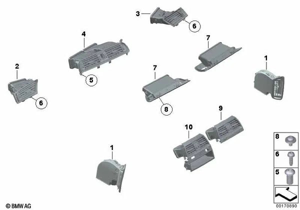 Rejilla de ventilación izquierda para BMW Serie 7 F01, F02, F04 (OEM 64229153741). Original BMW