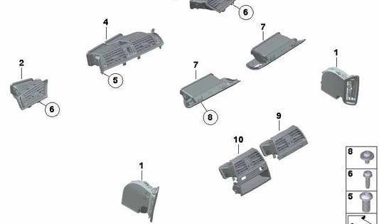 Rejilla de aire fresco derecha para BMW F01, F02 (OEM 64229115862). Original BMW.