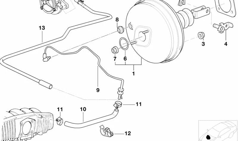 Tubo de Vacío para BMW Serie 5 E39 (OEM 34331165497). Original BMW.