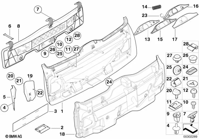 Revestimiento Tope Izquierdo para BMW Serie 5 E39 (OEM 51498218917). Original BMW.