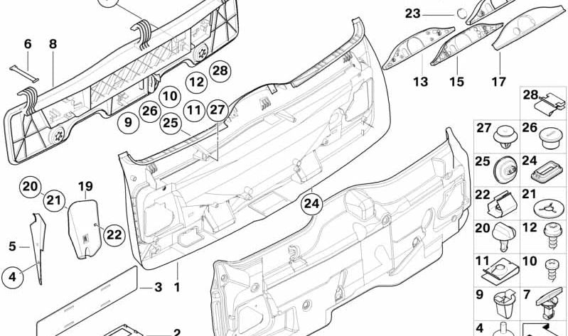 Cubierta del Mecanismo Limpiaparabrisas para BMW E39 (OEM 51498239044). Original BMW