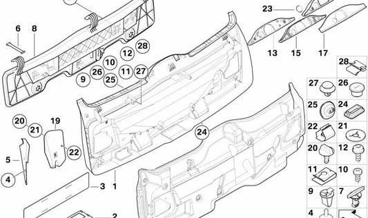 Cubierta del cierre para BMW Serie 5 E39 (OEM 51498259127). Original BMW.