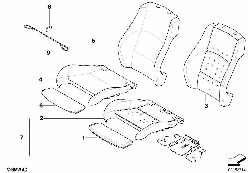 Funda Respaldo de Cuero Izquierda para BMW Serie 3 E90N, E91N (OEM 52107246857). Original BMW