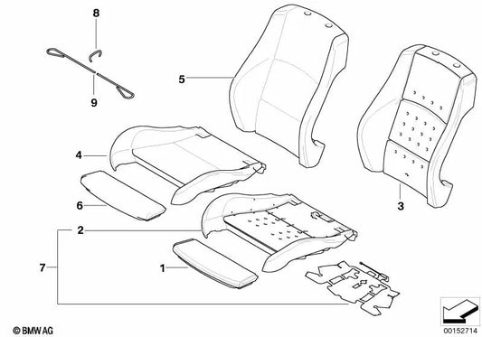 Funda Respaldo de Cuero Izquierda para BMW Serie 3 E90N, E91N (OEM 52107246857). Original BMW