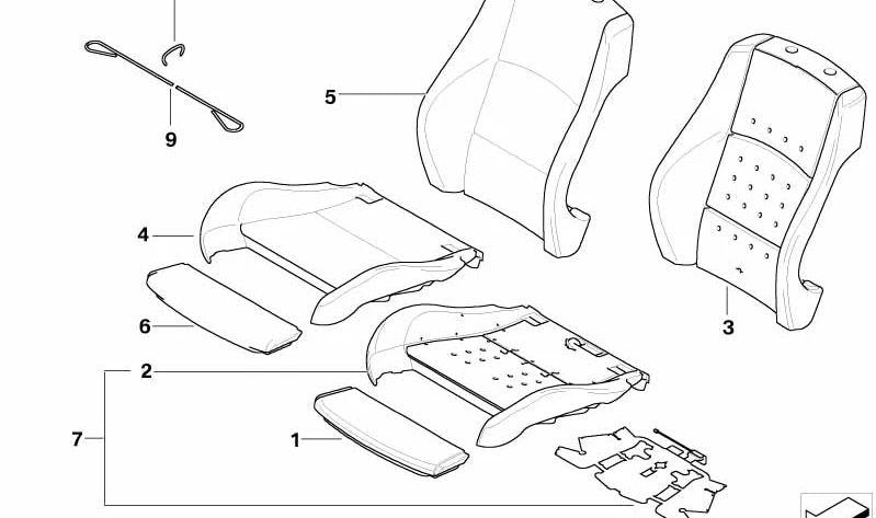 Funda de asiento de cuero OEM 52107309388 para BMW E90 y E91. Original BMW.