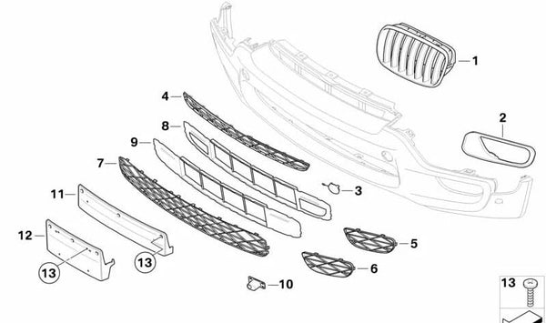 Tapa para BMW X5 E70 (OEM 51118037072). Original BMW