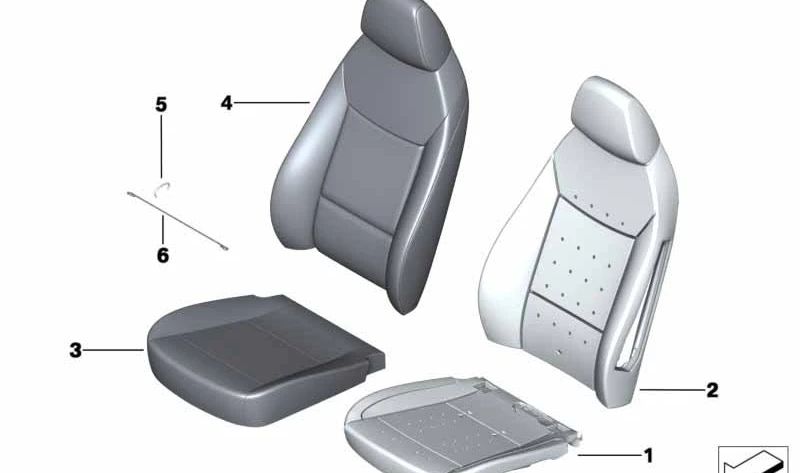 Funda Asiento Básico de Cuero Derecha para BMW Z4 E89 (OEM 52107213902). Original BMW