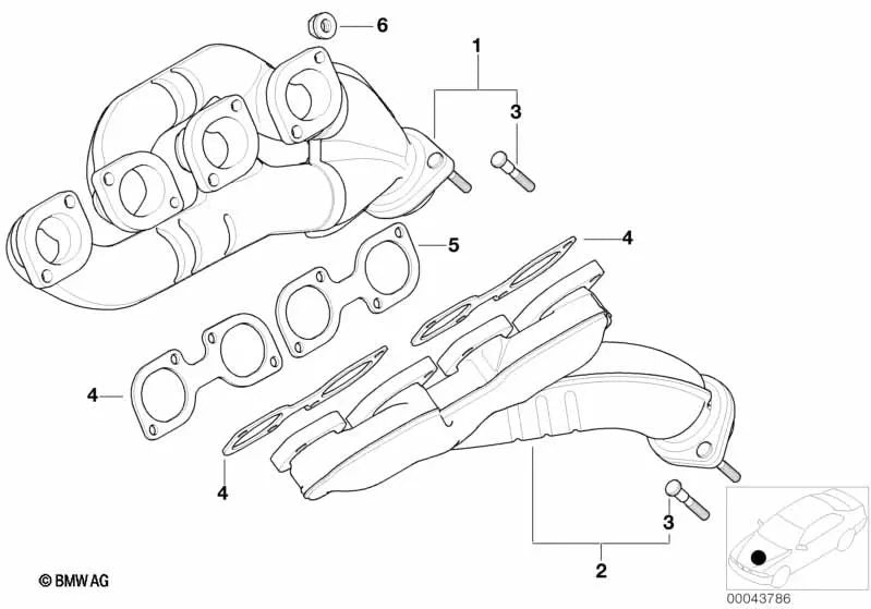 Colector de escape para BMW X5 E53 (OEM 11627500484). Original BMW