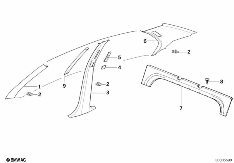 Moldura Montante Trasero Antracita Para Bmw E36 () . Original Bmw. Recambios