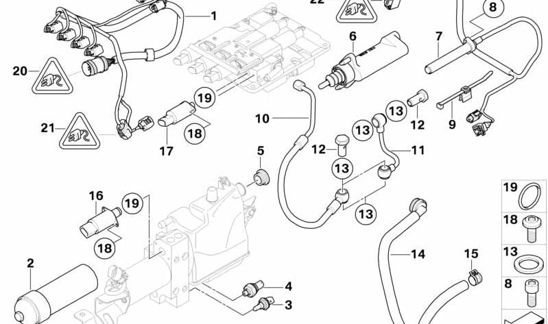 Válvula de cambio OEM 23017845649 para BMW E60, E61, E63, E64. Original BMW.