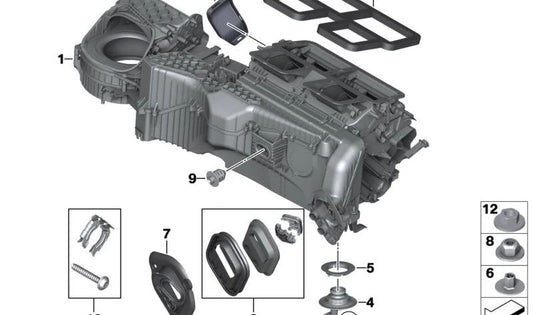 Juego de juntas OEM 64119237646 para BMW (Modelos compatibles: F20, F21, F22, F23, F87, F30, F31, F34, F35, F80, F32, F33, F36, F82, F83). Original BMW.