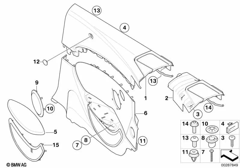 Rejilla de altavoz trasera derecha para BMW E63, E64 (OEM 51437899654). Original BMW