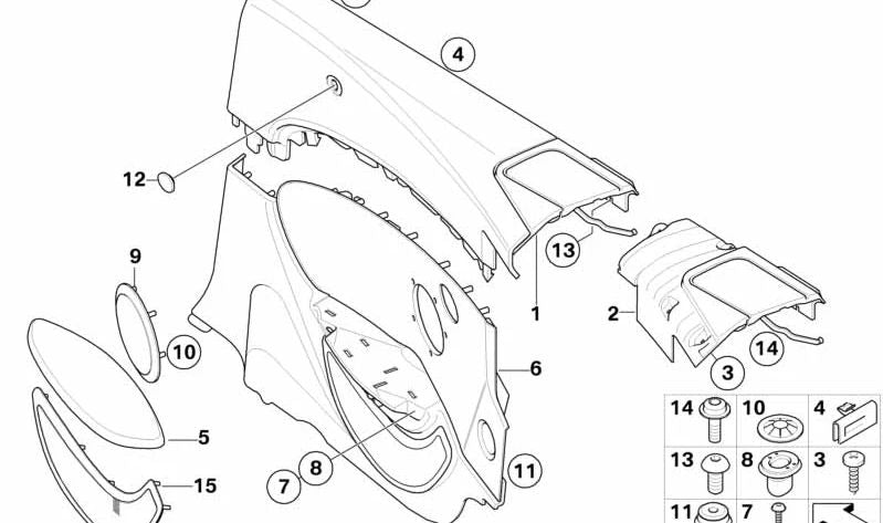 Revestimiento lateral trasero izquierdo superior para BMW E64 (OEM 51439155453). Original BMW