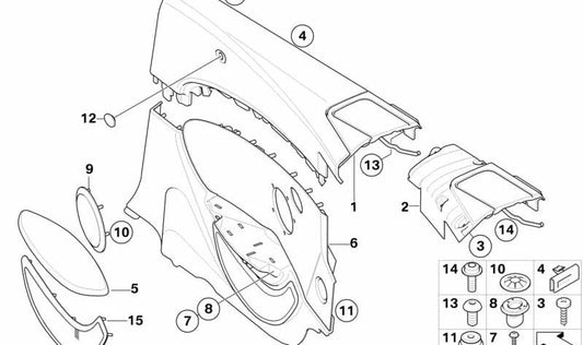 Obere linke hintere Seitenverkleidung für BMW E64 (OEM 51439155453). Original BMW