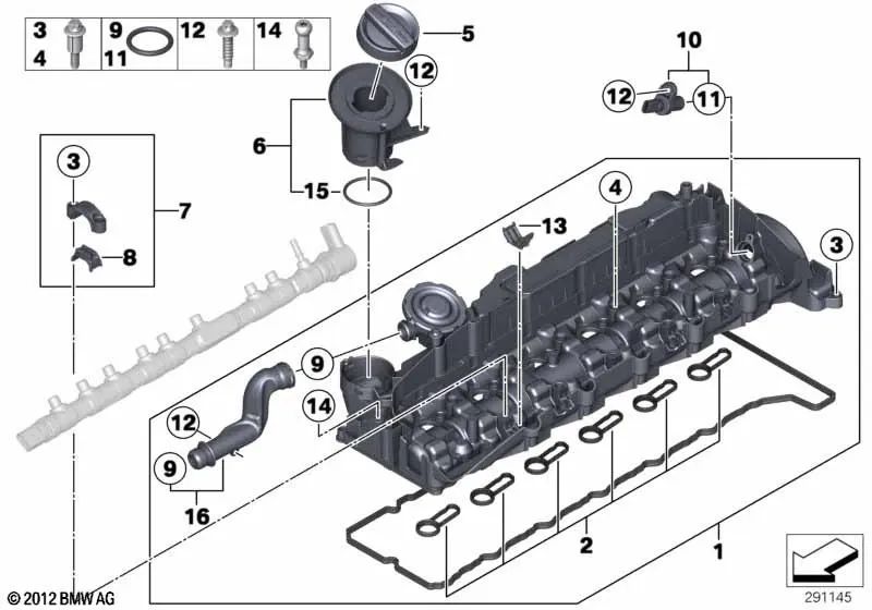 Surtidor de Aceite para BMW F10, F11, F01N, F02N, E70N, F15, E71, F16 (OEM 11128507609). Original BMW