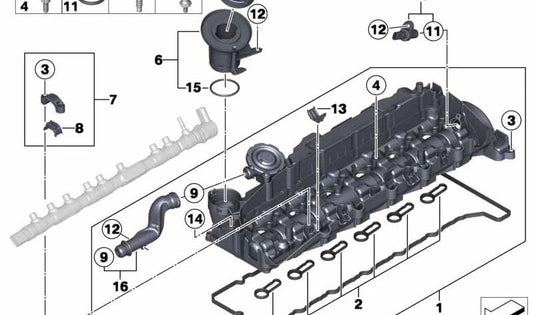 Soporte para BMW Serie 5 F10, F11; Serie 7 F01N, F02N; X5 E70N, F15; X6 E71, F16 (OEM 11128512187). Original BMW.