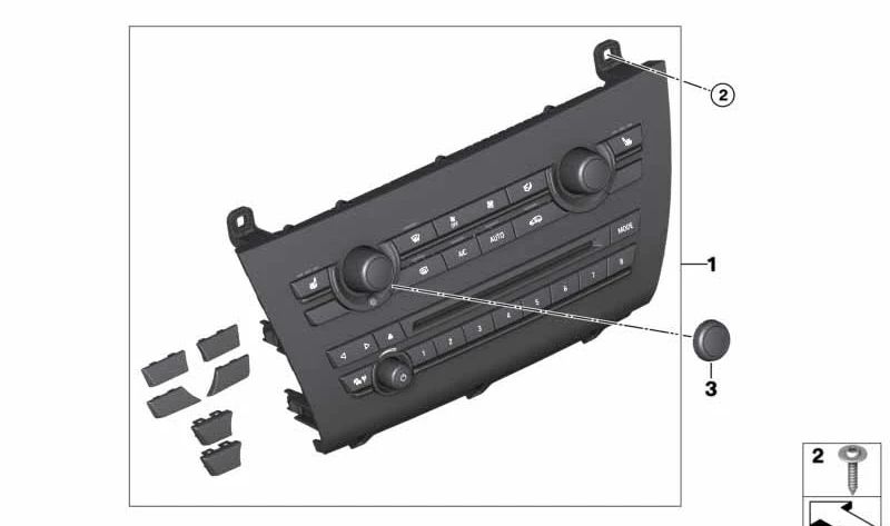 Conjunto de reparos para controles de rádio e ar condicionado OEM 6411938807 para BMW F15, F16. BMW original.