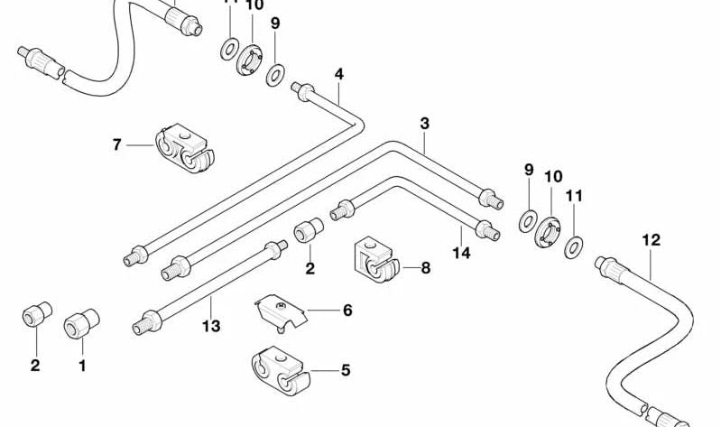 Hinterer Bremsschlauch für BMW E39 (OEM 34301166248). Original BMW